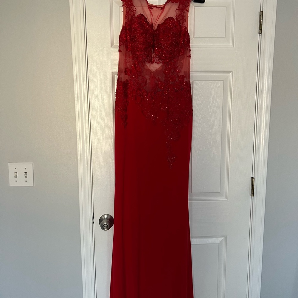 JVN Red Gown Prom Dress in Size 8